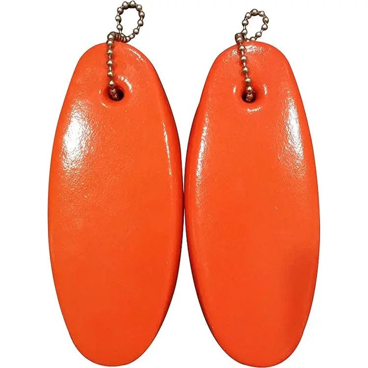 Orange vinyl-coated floating keychain, perfect for boaters