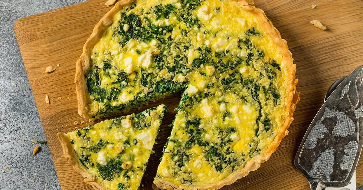 Spinach and feta quiche for Easter brunch.