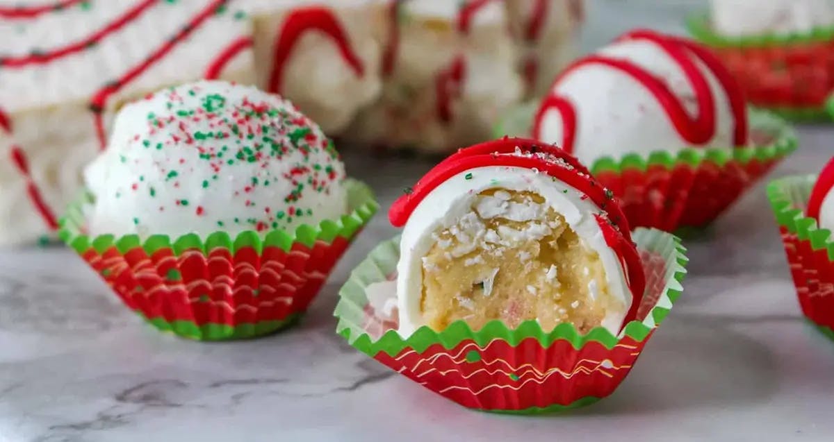 Holiday truffles made with Little Debbie Christmas Tree Cakes.
