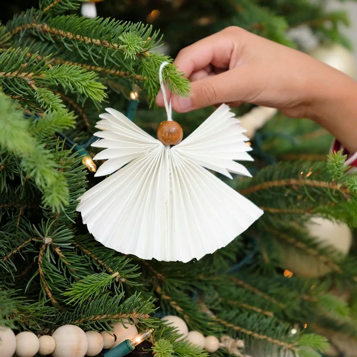 A homemade Angel paper ornament.