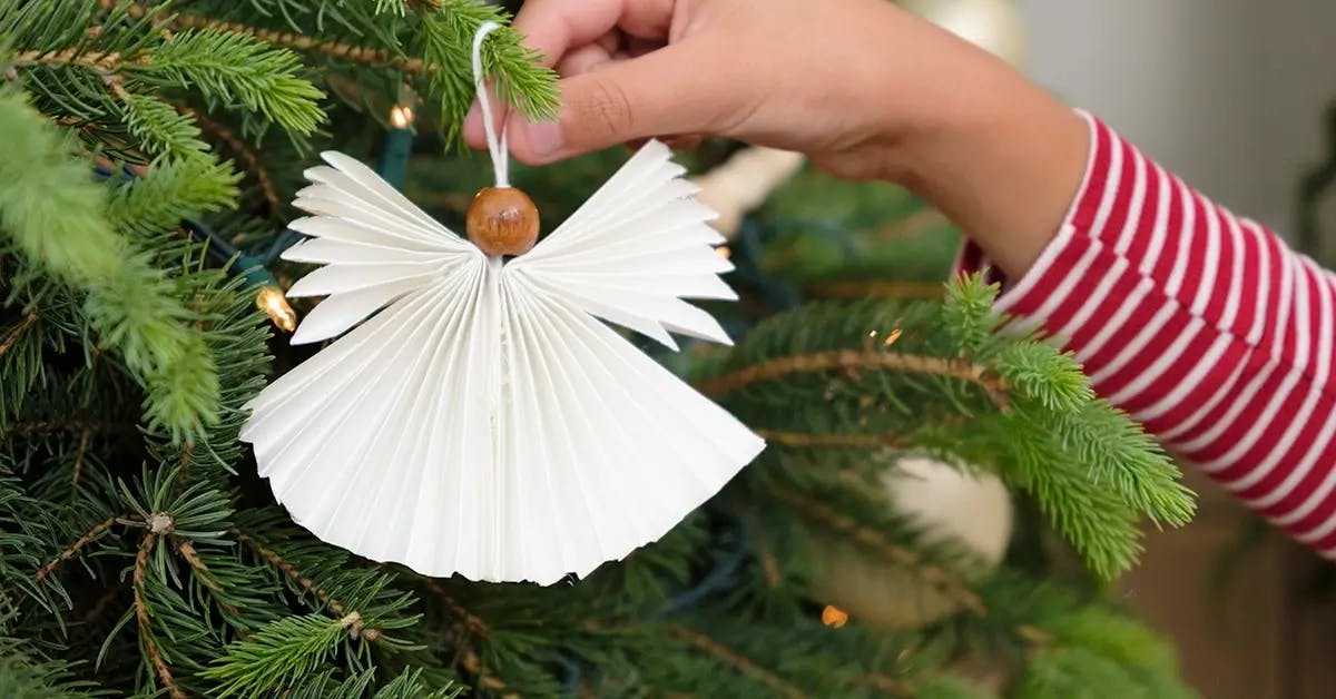 A homemade Angel paper ornament.