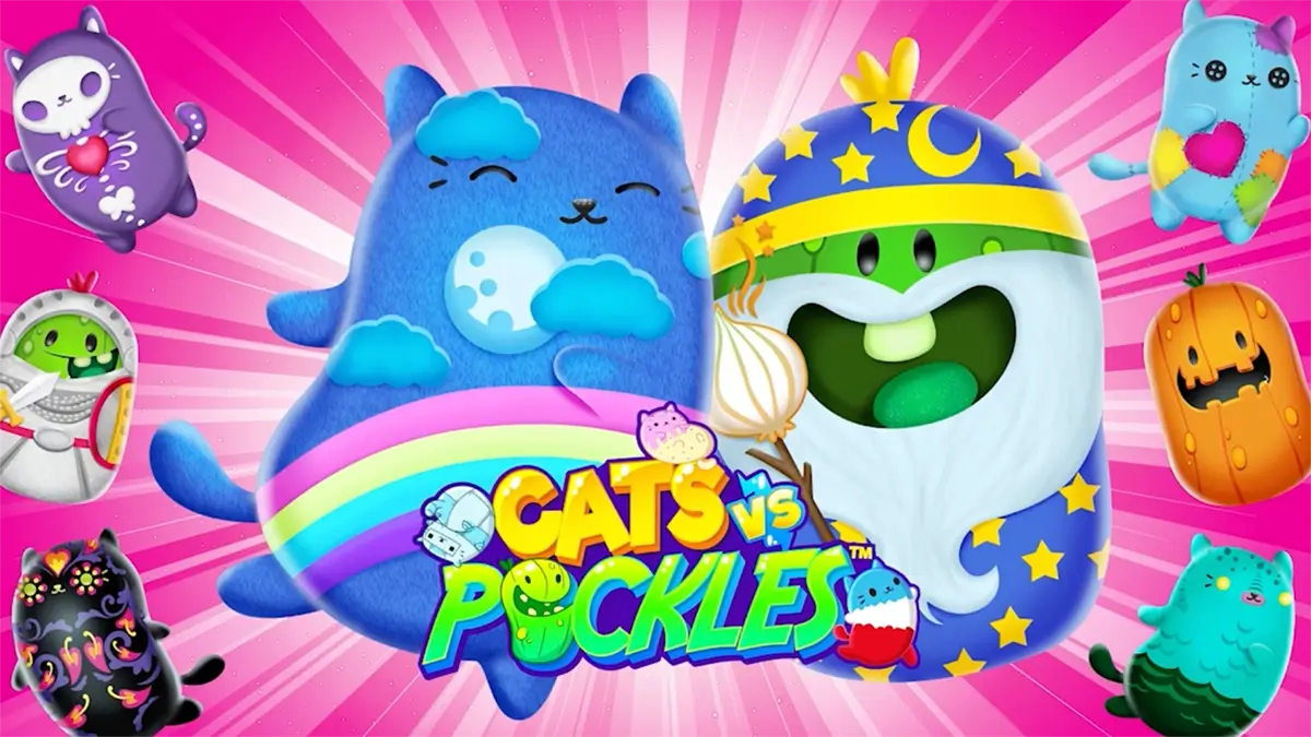 Cats vs Pickles Fuscia Wave characters.