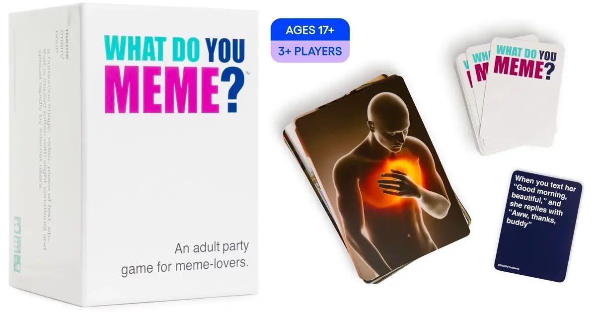 A What Do You Mean game box, with cards on the right.