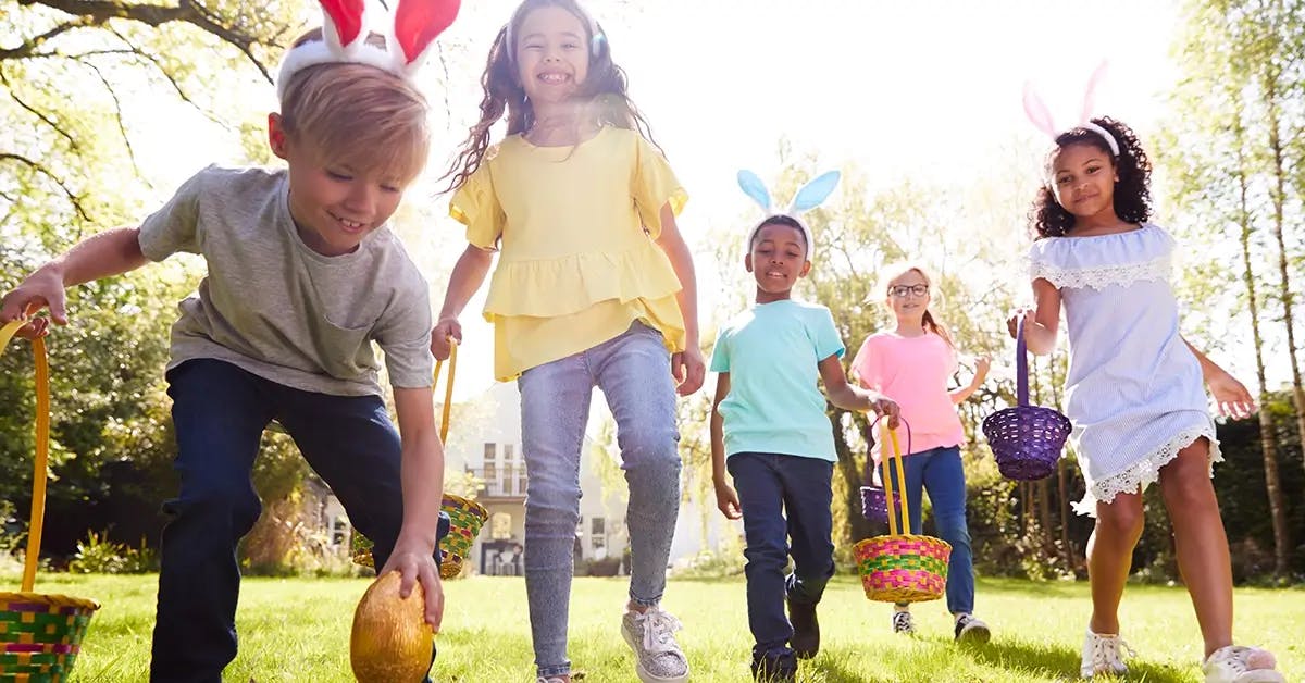 Children on an Easter egg hunt.