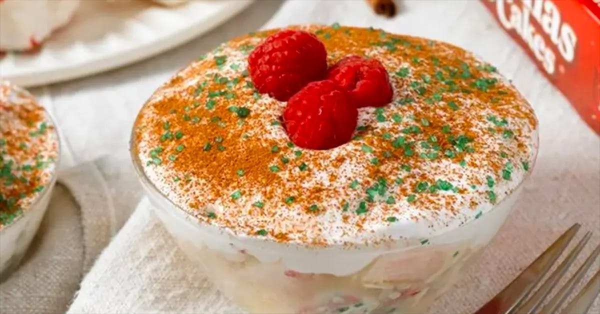 Tres Leches dessert made with Little Debbie Christmas Tree Cakes.