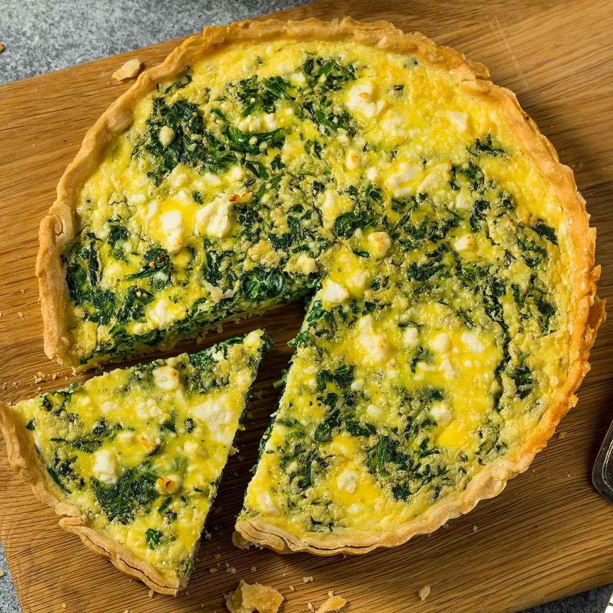 Spinach and feta quiche for Easter brunch.
