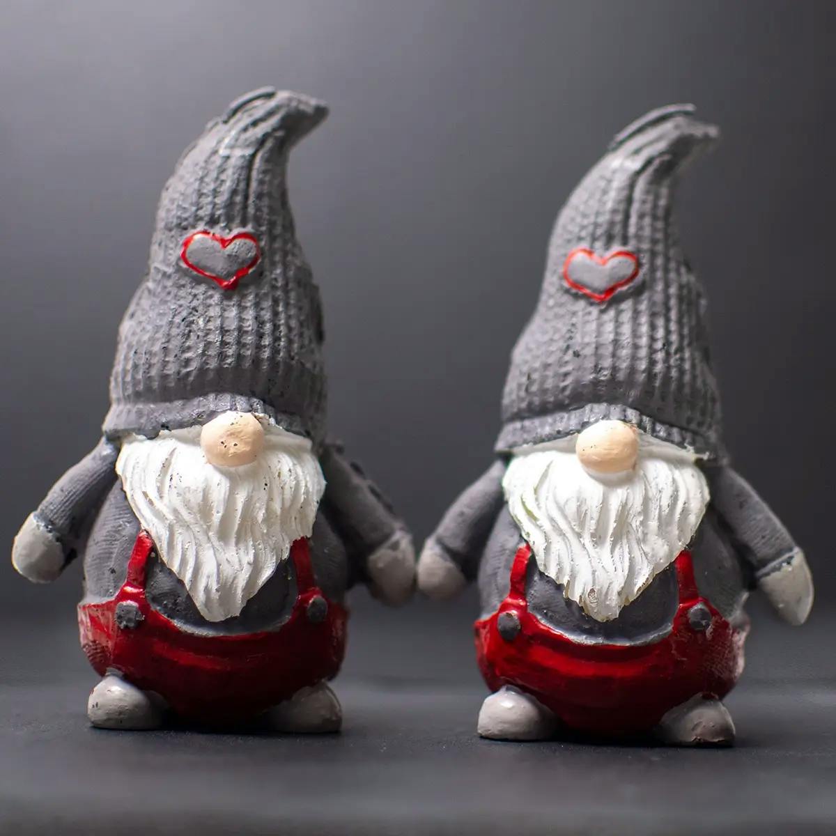 Two traditional Swedish gnomes representing the Tomte elfin spirits of Christmas.